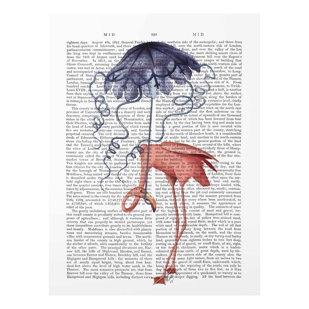 Quadri stampe Lettura con animali - Fenicottero con ombrello