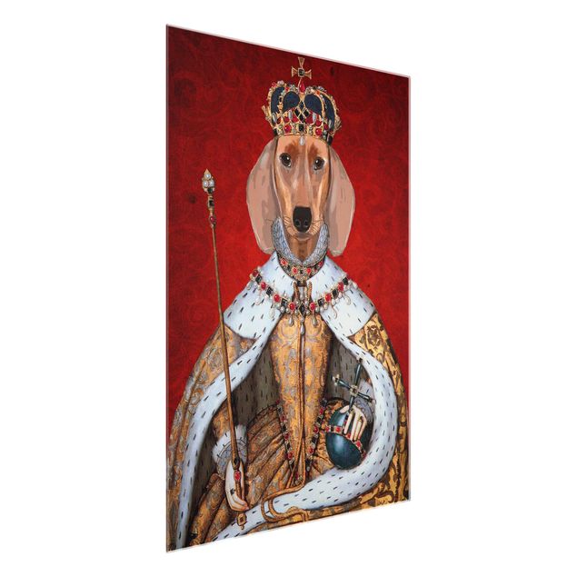 Quadri moderni rossi Ritratto di animali - Regina bassotto