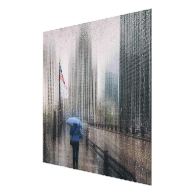 Quadro in vetro - Rainy Chicago - Quadrato 1:1