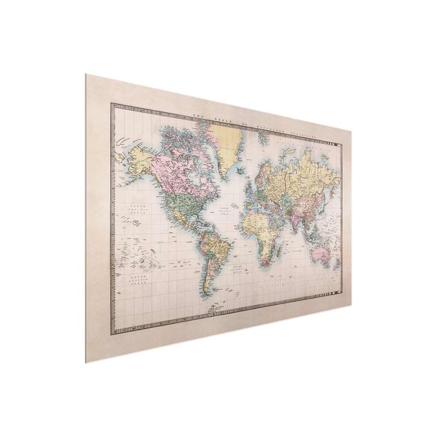 Stampe Mappa del mondo vintage del 1850