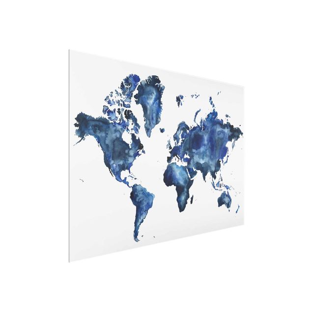 Quadro blu Mappa del mondo dell'acqua chiara