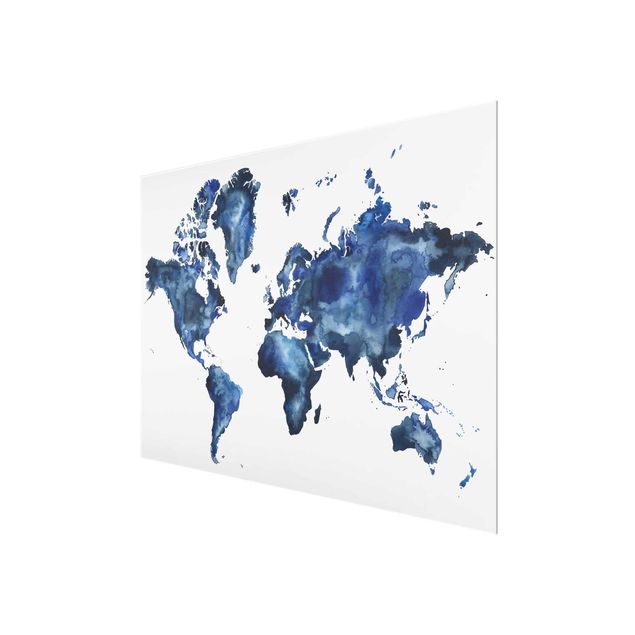 Magnettafel Glas Mappa del mondo dell'acqua chiara