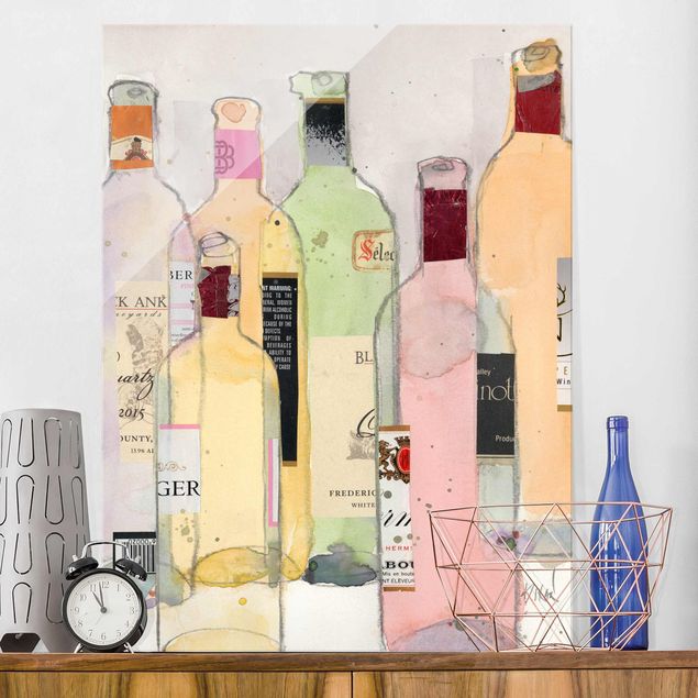 Quadro moderno Bottiglie di vino in acquerello I