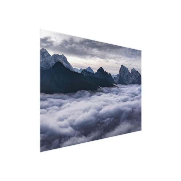 Quadri in vetro in bianco e nero Mare di nuvole nell'Himalaya