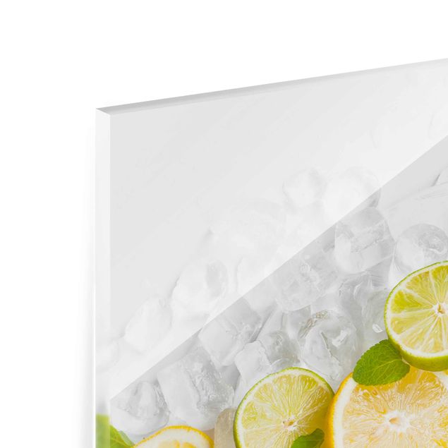Quadro in vetro - Citrus Fruits On Ice - Quadrato 1:1