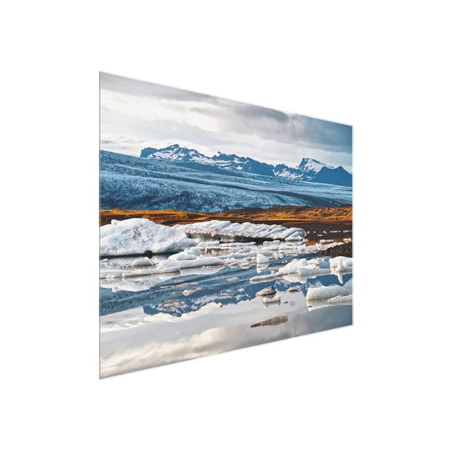 Quadri in vetro con paesaggio Laguna del ghiacciaio