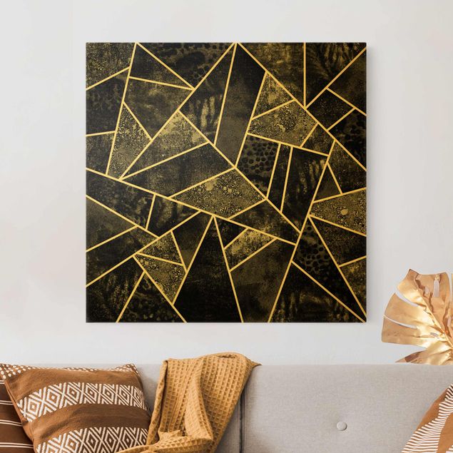 Riproduzioni su tela Triangoli grigi Oro