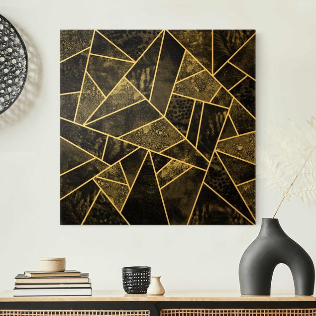 Quadri su tela con disegni Triangoli grigi Oro