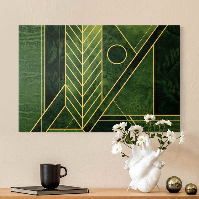 Riproduzioni su tela quadri famosi Forme geometriche oro smeraldo