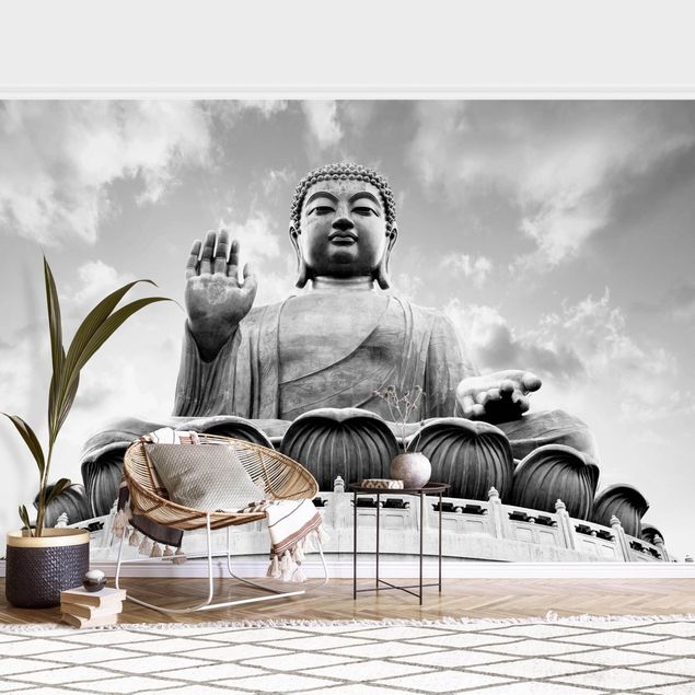 Carte da parati adesive Grande Buddha in bianco e nero