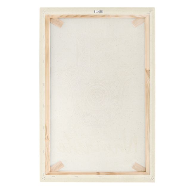 Quadro su tela naturale - Illustrazione di set mano di Fatima namaste oro e rosa - Formato verticale 2:3