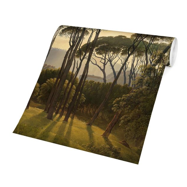 Carta parati vintage Hendrik Voogd - Paesaggio con alberi in olio