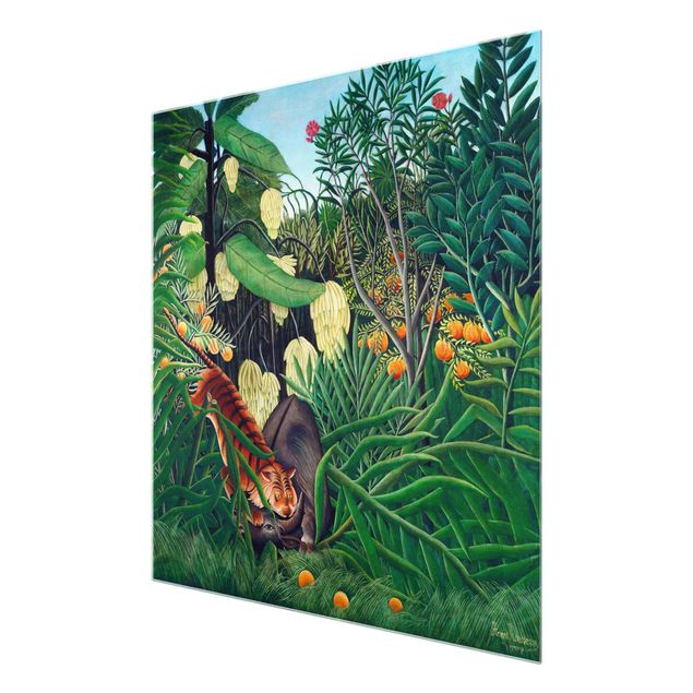Quadri floreali moderni Henri Rousseau - Lotta tra una tigre e un bufalo