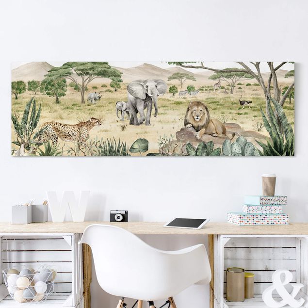 Quadri su tela con elefanti Dominatori della savana