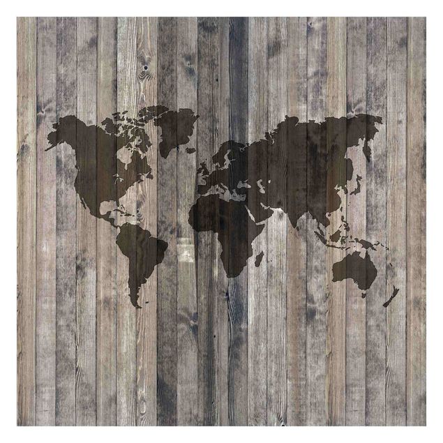 Carta da parati online Mappa del mondo in legno