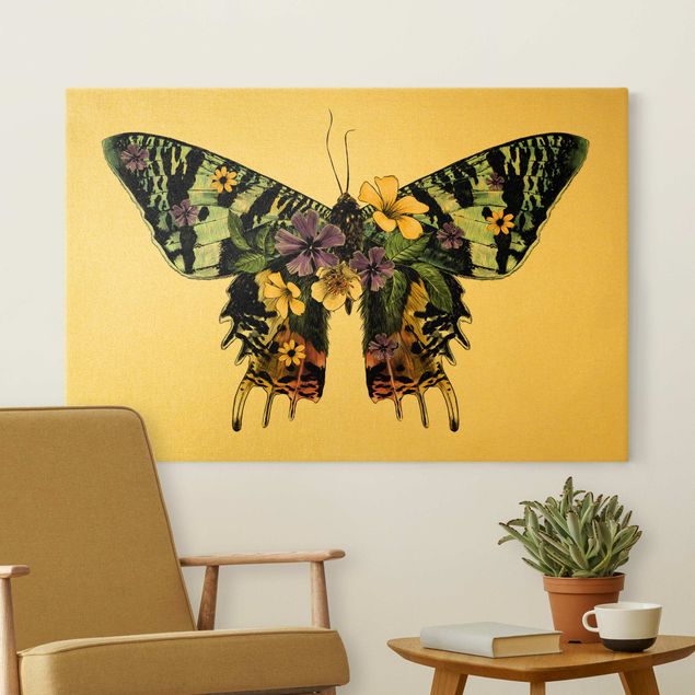 Quadri su tela con farfalle Illustrazione floreale farfalla del Madagascar