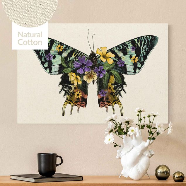 Quadri su tela con farfalle Illustrazione Floreale Farfalla del Madagascar