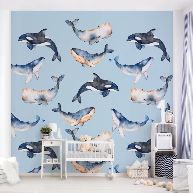 Decorazioni camera bambini Balena illustrata ad acquerello