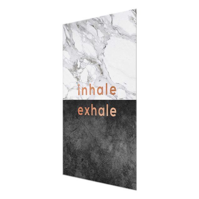 Quadro in vetro - Inhale Exhale in rame e marmo
