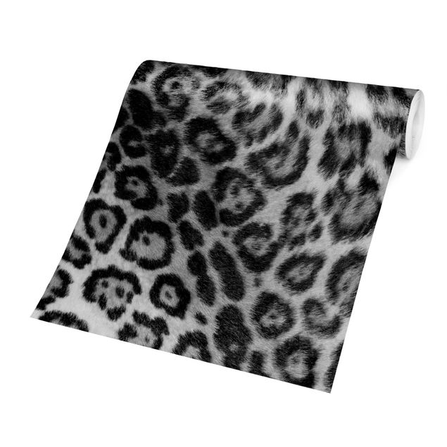 Carta da parati bianco e nero  Pelle di giaguaro in bianco e nero