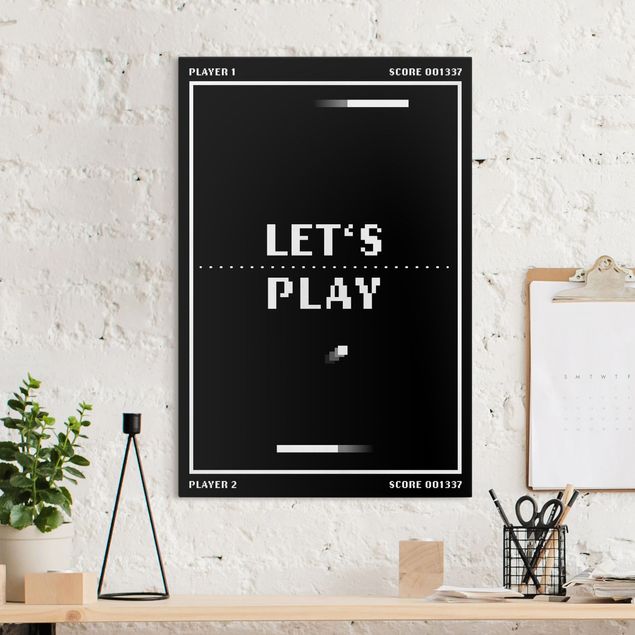 Quadro moderno Videogioco classico in bianco e nero Let's Play
