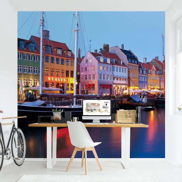 Carte da parati moderne Porto di Copenaghen di sera