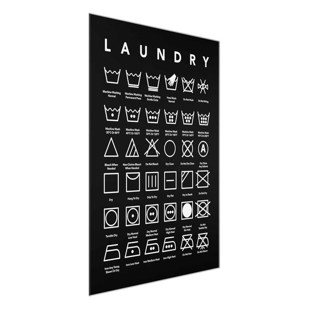 Quadri stampe Simboli di lavanderia in bianco e nero