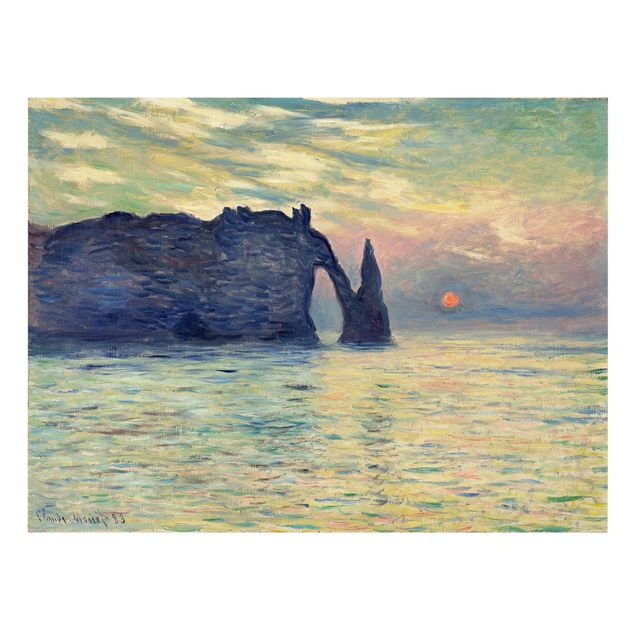 Stampe su tela mare Claude Monet - La scogliera, Étretat, tramonto