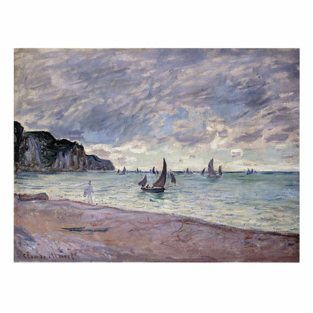 Quadro pesci Claude Monet - Barche da pesca davanti alla spiaggia e alle scogliere di Pourville