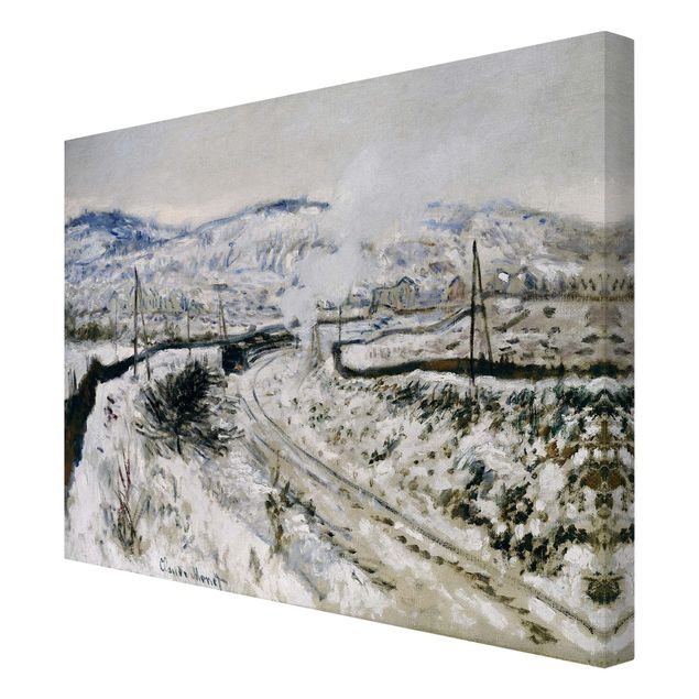 Quadri su tela con montagne Claude Monet - Treno nella neve ad Argenteuil