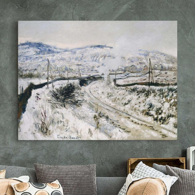 Stampe quadri famosi Claude Monet - Treno nella neve ad Argenteuil