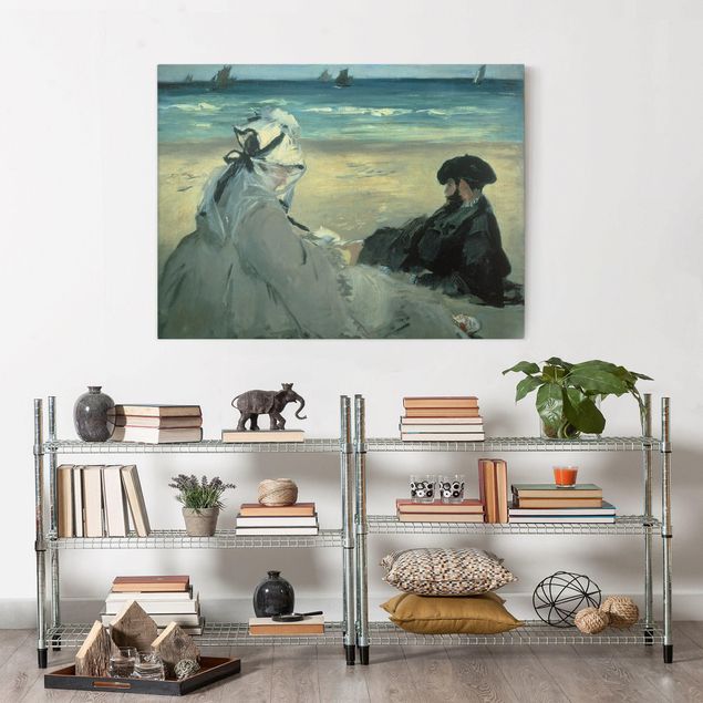 Quadri su tela con cani Edouard Manet - Sulla spiaggia