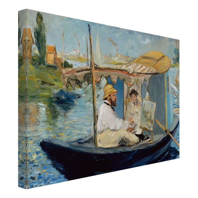 Stile di pittura Edouard Manet - Claude Monet dipinge sulla barca del suo studio