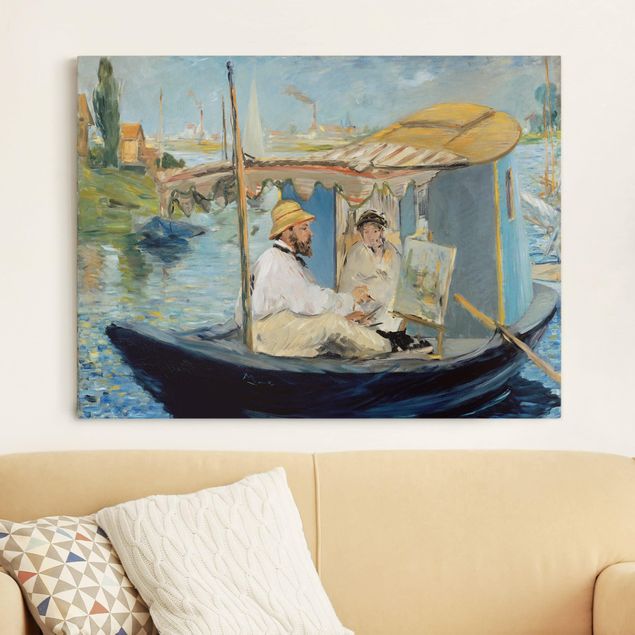 Quadri impressionisti Edouard Manet - Claude Monet dipinge sulla barca del suo studio