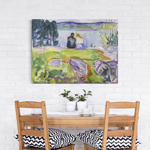 Quadri post impressionismo Edvard Munch - Primavera (coppia di innamorati sulla riva)