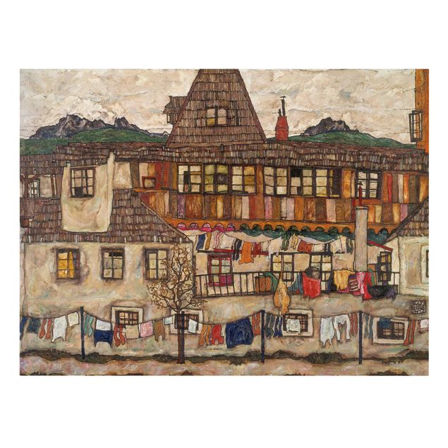 Riproduzioni quadri Egon Schiele - Casa con biancheria ad asciugare