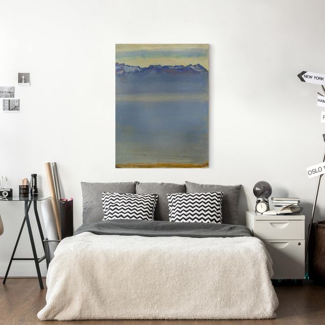 Stile di pittura Ferdinand Hodler - Lago di Ginevra con le Alpi di Savoia