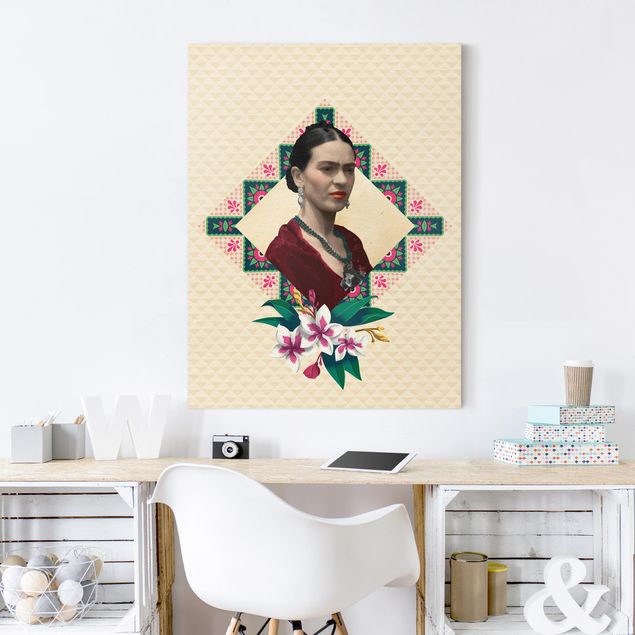 Quadro moderno Frida Kahlo - Fiori e geometria