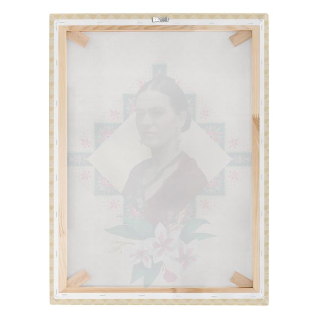 Stampa su tela Frida Kahlo - Fiori e geometria