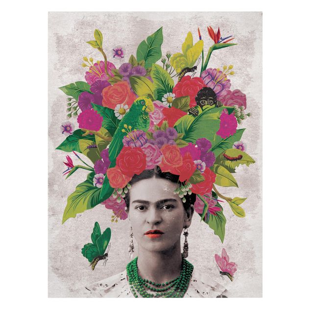 Quadri moderni rossi Frida Kahlo - Ritratto di fiori
