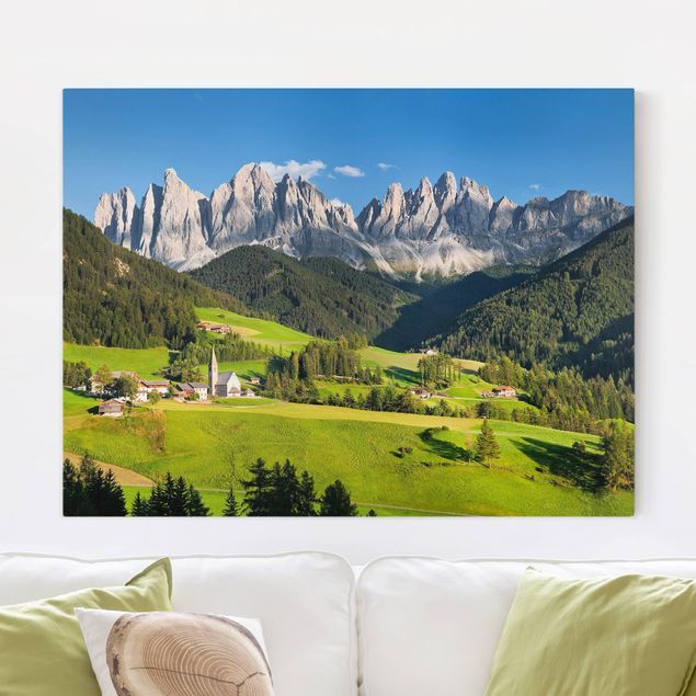 Quadri su tela con montagne Odle in Alto Adige