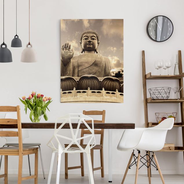 Quadro vintage Grande Buddha in seppia