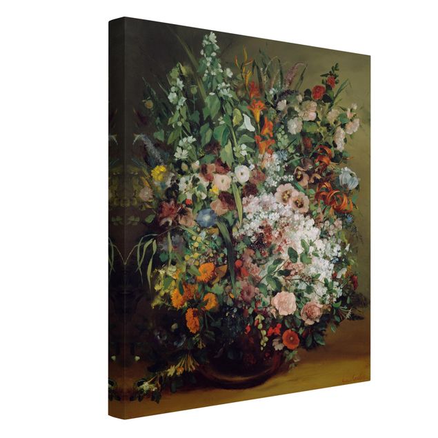 Tele rose Gustave Courbet - Bouquet di fiori in un vaso