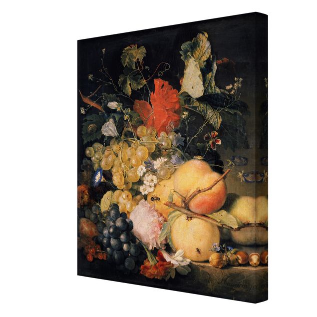 Riproduzione quadri famosi Jan van Huysum - Frutta, fiori e insetti