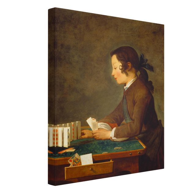 Quadro barocco Jean-Baptiste Siméon Chardin - Giovane ragazza (ragazzo?) costruisce un castello di carte