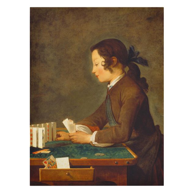 Quadri moderni per arredamento Jean-Baptiste Siméon Chardin - Giovane ragazza (ragazzo?) costruisce un castello di carte