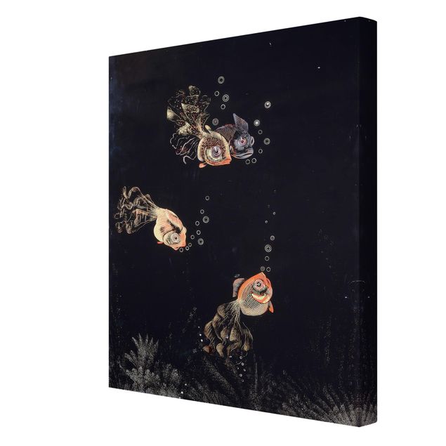 Riproduzioni quadri Jean Dunand - Scena subacquea con pesci rossi e dorati e bolle di sapone