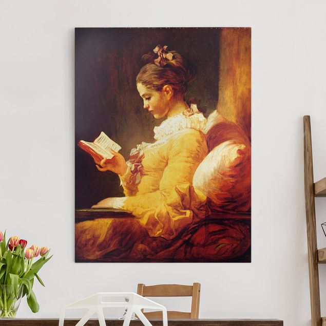Quadri su tela con cani Jean Honoré Fragonard - Giovane ragazza che legge