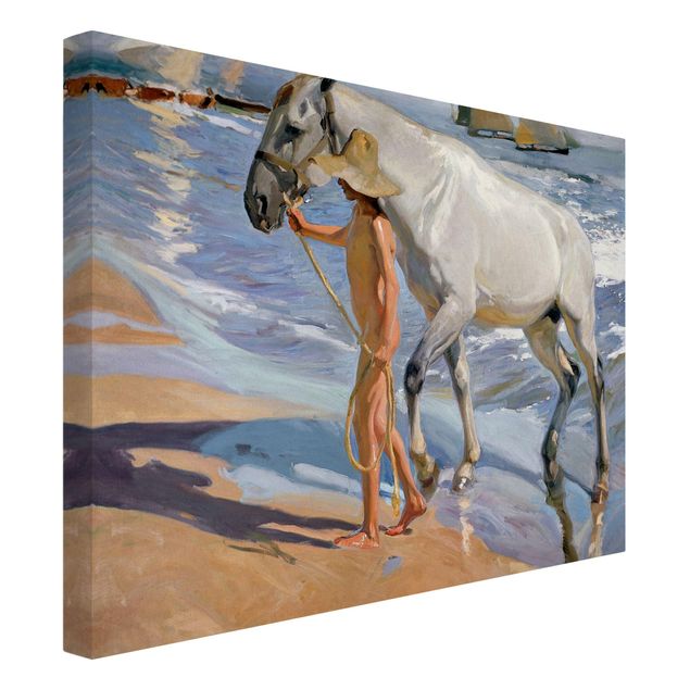 Quadri con paesaggio Joaquin Sorolla - Il bagno del cavallo