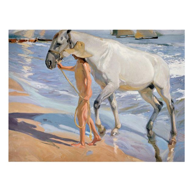 Quadro cavalli Joaquin Sorolla - Il bagno del cavallo